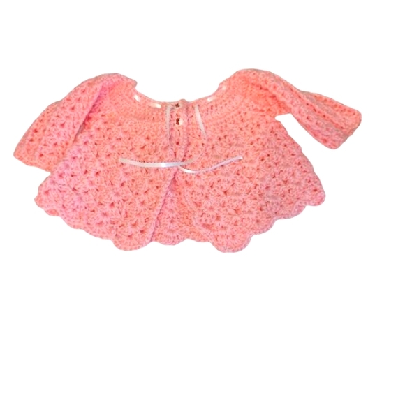 NEW! 2 Pc Pink Hand Crocheted Baby Set 4509 - Picture 4 of 6